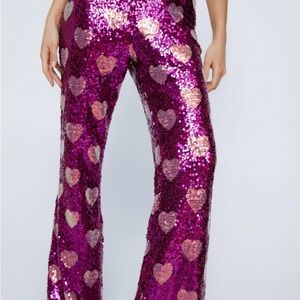 Nasty Gal Sequin Pants: Hot Pink and Light Pink Stretch